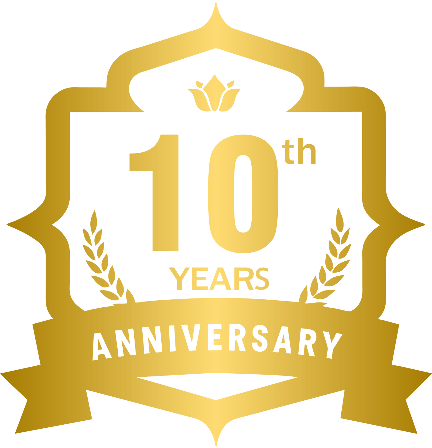 Golden 10 Years Anniversary Label Design